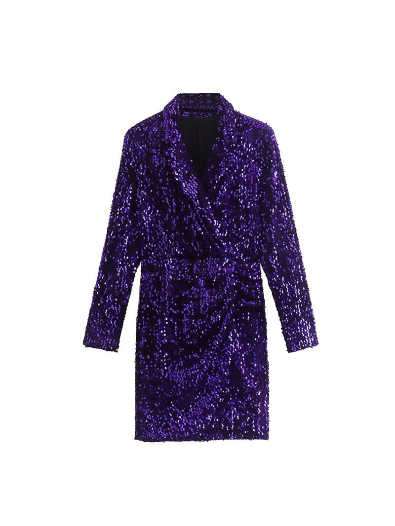 Black Purple Sequins Dress