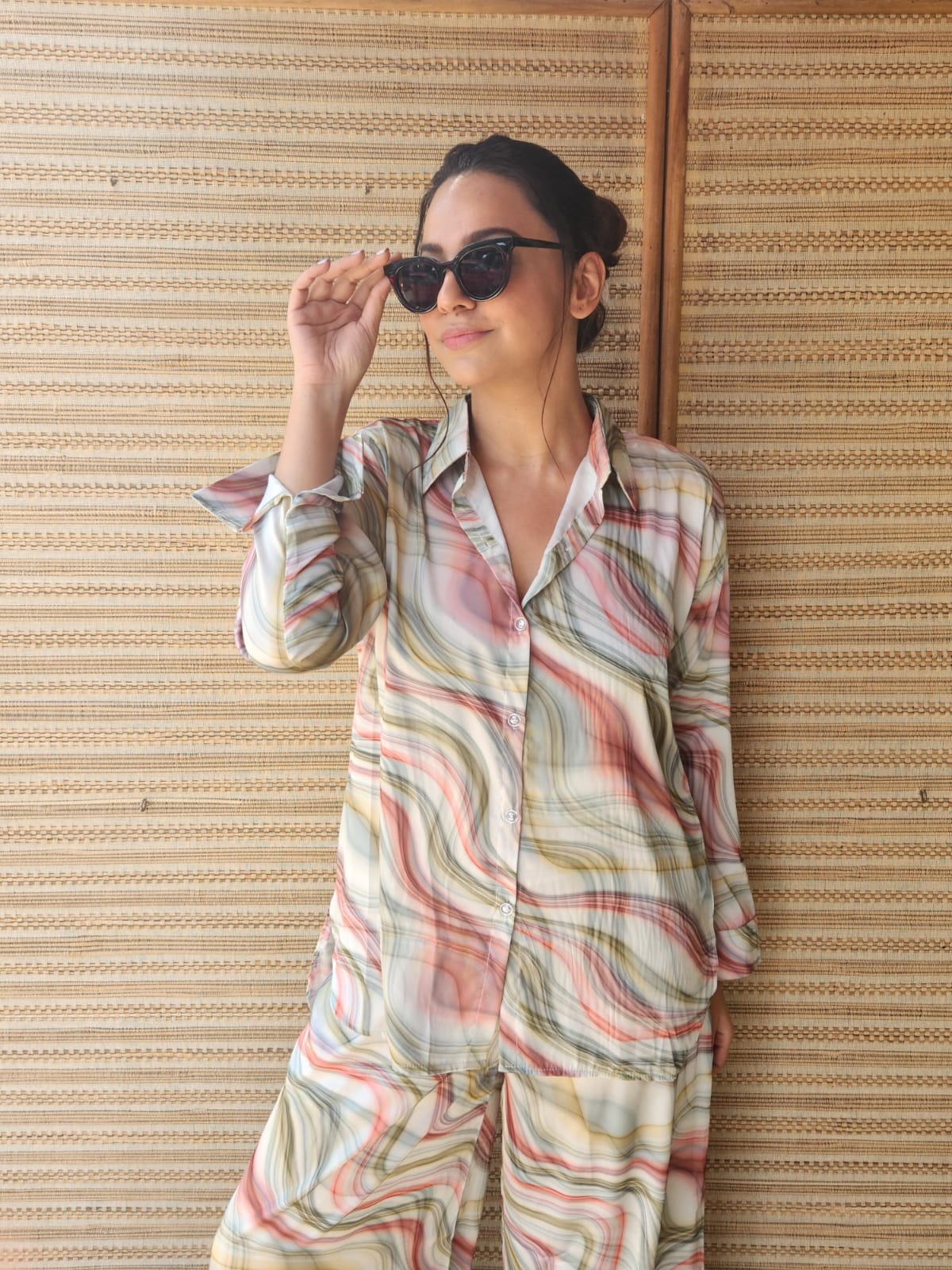 Loose Fit Tie & Dye Satin Print Coord Set