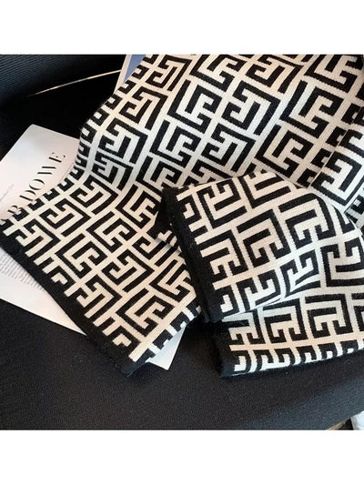 Print Soft Woolen Elastic Waist Palazzo Pants