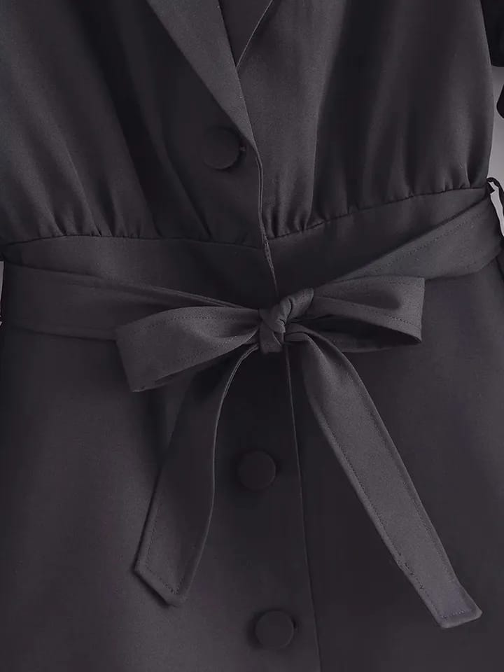 Black Feather Sleeves Blazer Dress