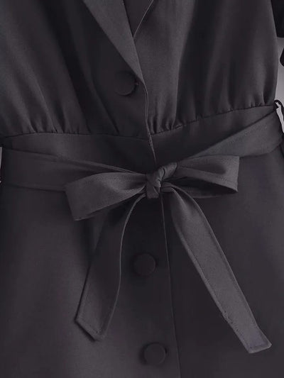 Black Feather Sleeves Blazer Dress