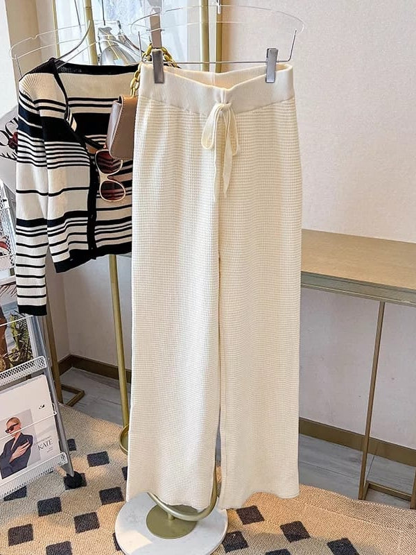 Soft Woolen Elastic Waist Palazzo Pants