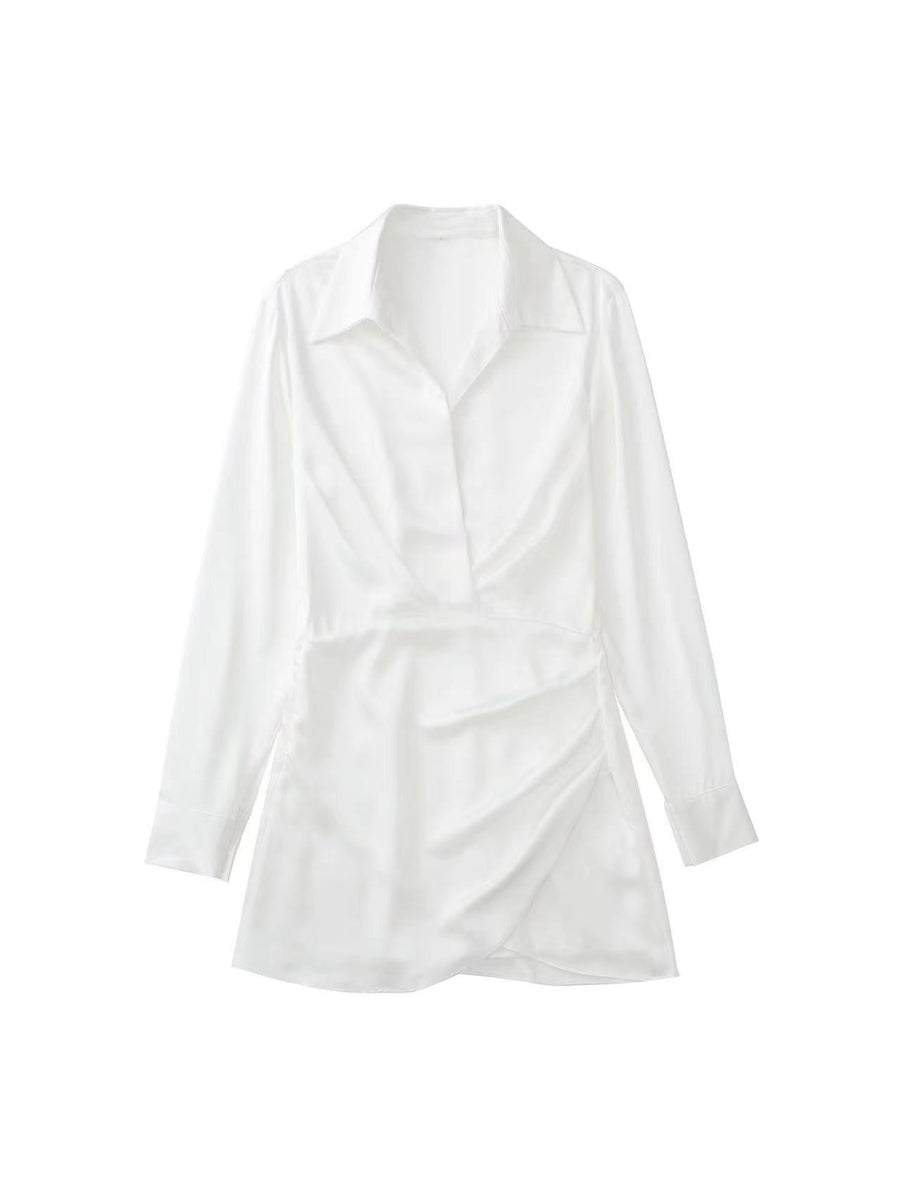 White Satin Short Dress