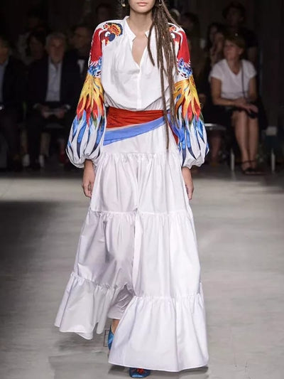 Floral Hollow out Long Maxi Dress