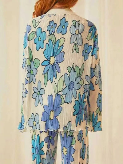 Floral Print Pleated 2 Piece Coord Set