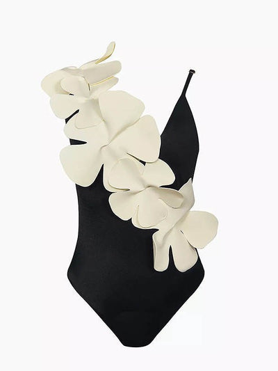 Applique Flower Patch Bikini Set with Skirt