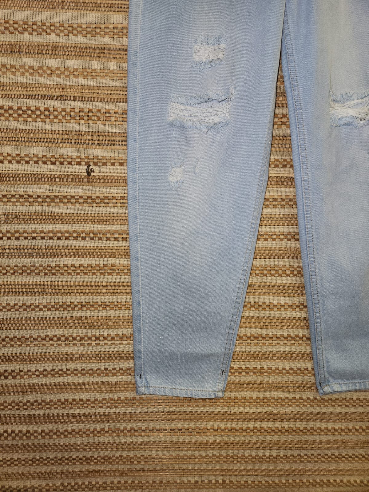 Blue Belted High Waist Denim Pants