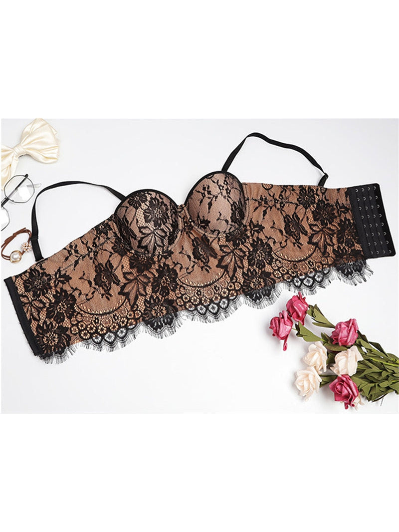 Flower Lace Print Bustier Bralette Top