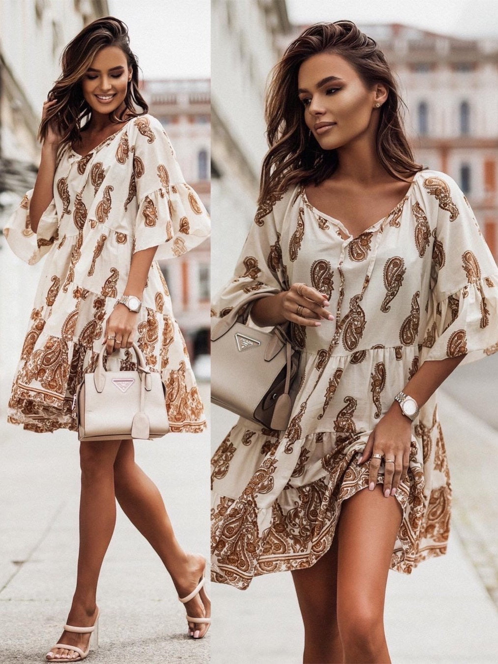 Paisley Print A Line Dress