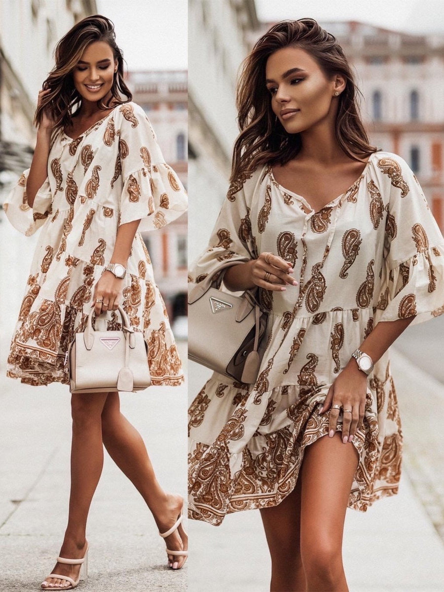 Paisley Print A Line Dress