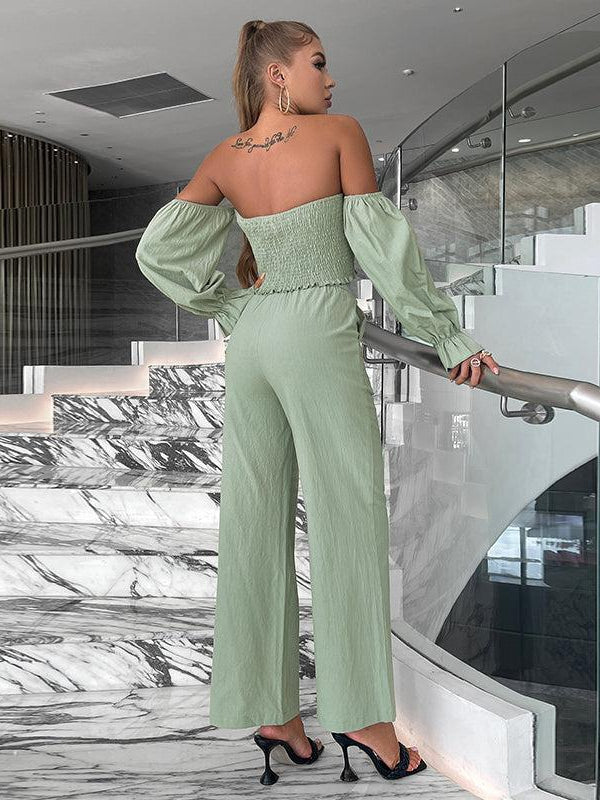 Ruffles Blouse and Wide Leg Pants Co-Ord Set