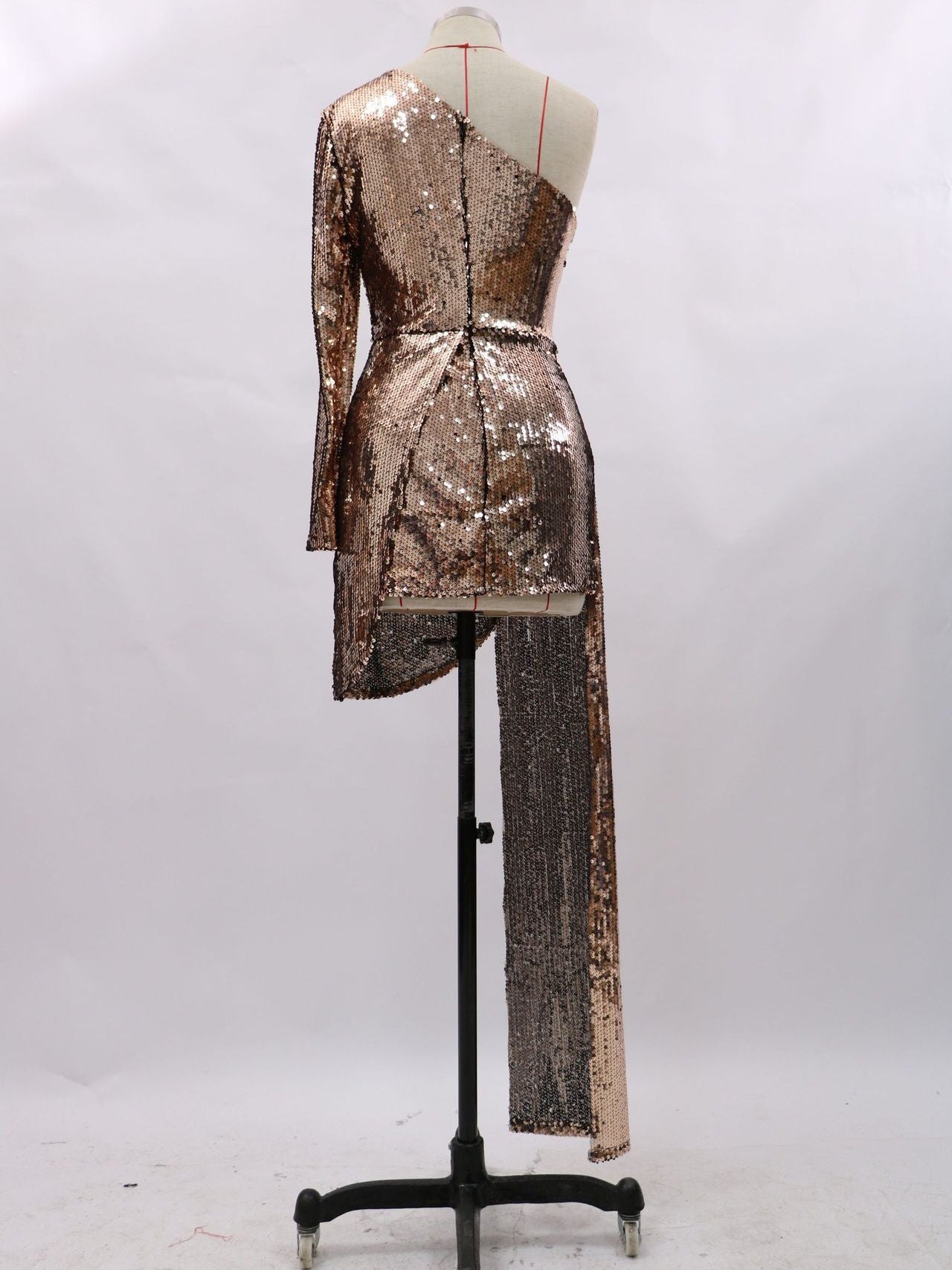 Golden One Shoulder Sequins Slim Dress