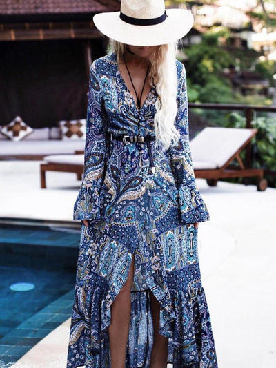 Bohemian Print Lace Beach Dress