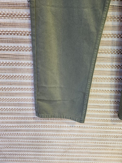 Olive Green High Waist Wide Leg Denim Pants