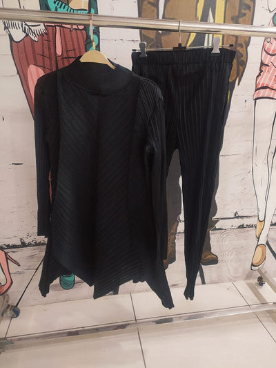 Turtle Neck Pleated Coord Set