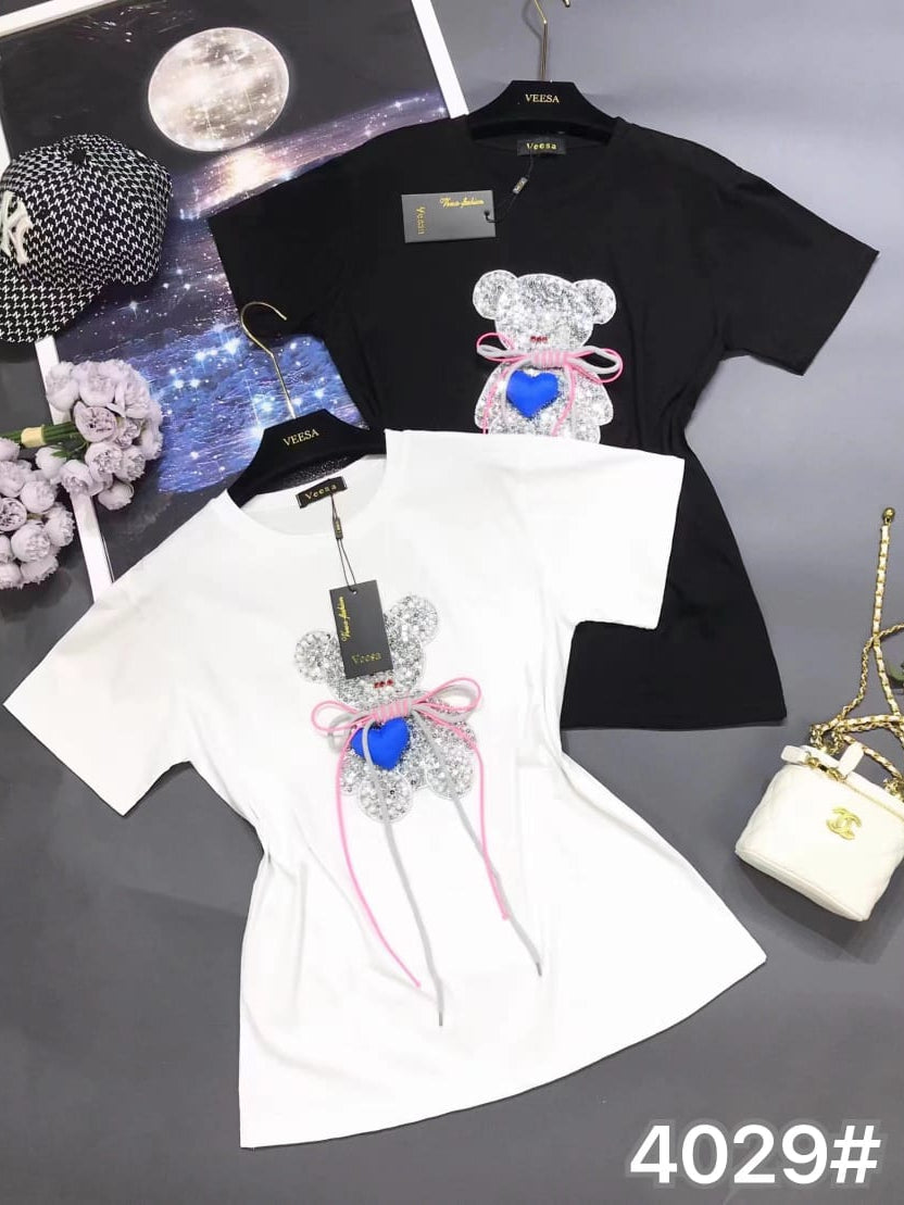 Print M O Cotton Lycra T-Shirt