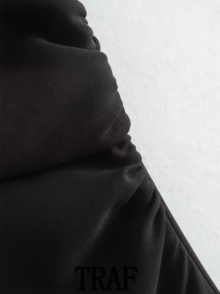 Black One Shoulder Long Slit Dress