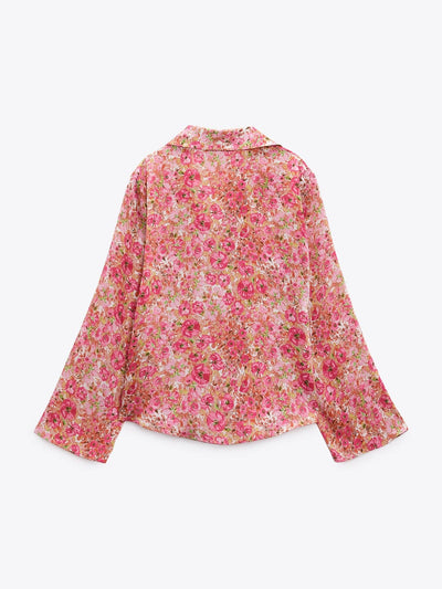 Floral Print Satin Shirt