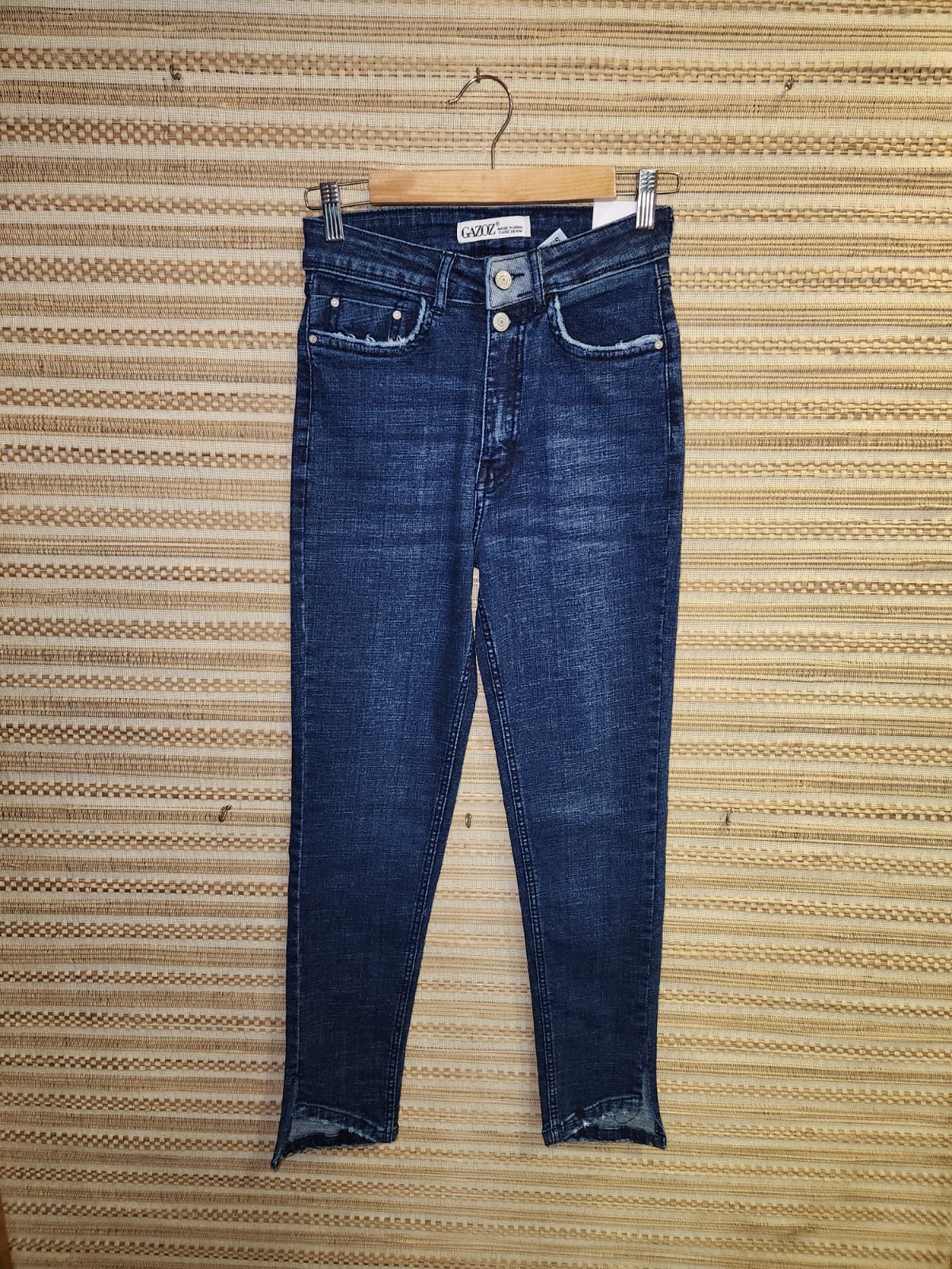 Blue Distressed High Waist Denim Pants