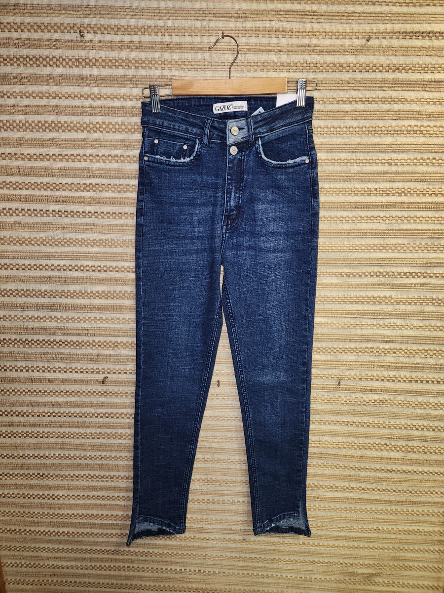 Blue Distressed High Waist Denim Pants