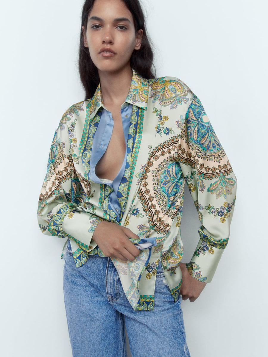 Satin Printed Floral Shirt