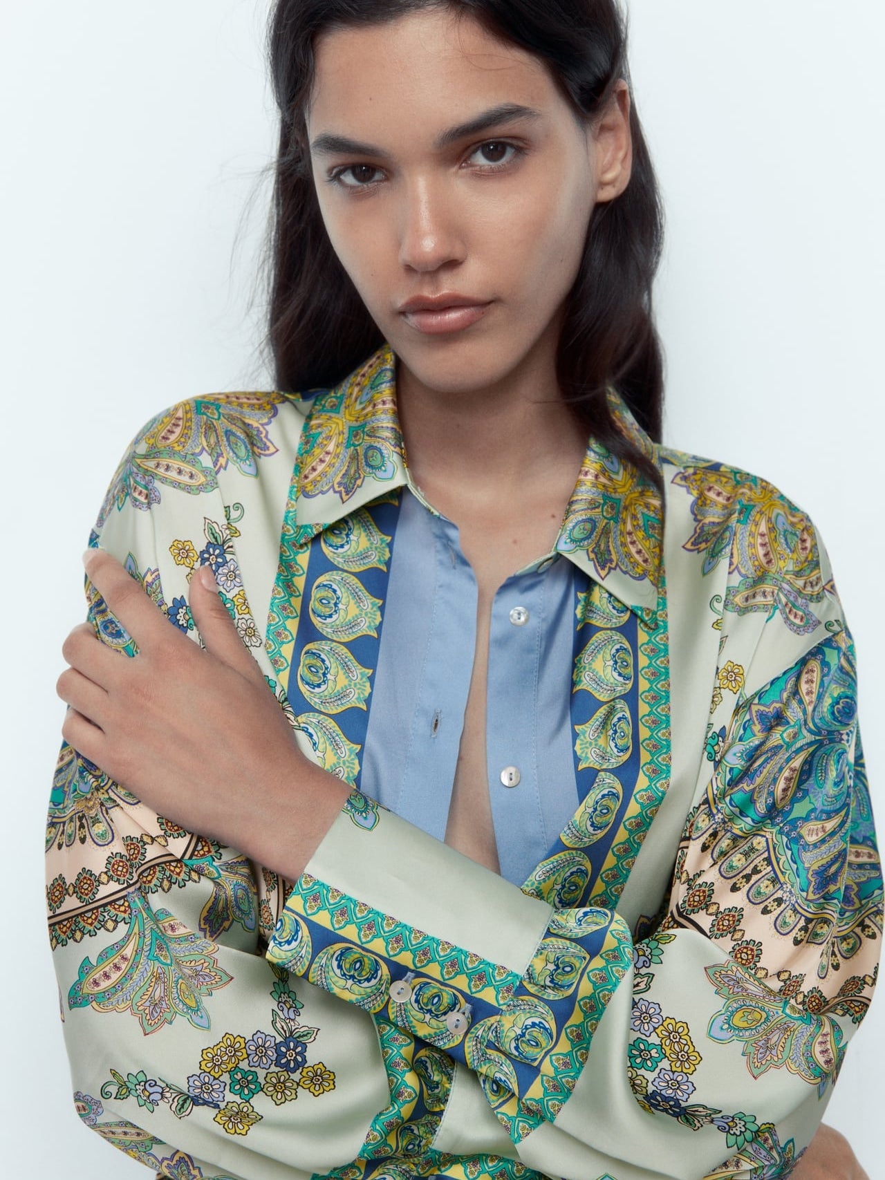 Satin Printed Floral Shirt