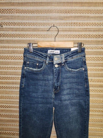 Blue Distressed High Waist Denim Pants