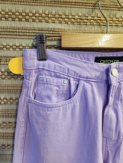 Lilac High Waist Wide Leg Denim Pants