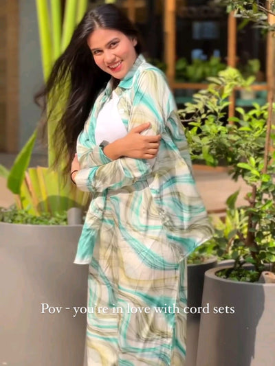 Loose Fit Tie & Dye Satin Print Coord Set