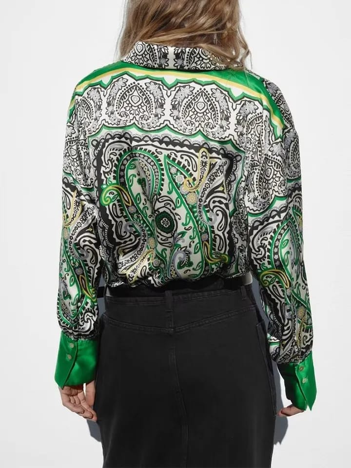 Designer Print Satin Shirt