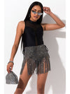 Rhinestone Sequin Tassel Fringe Skirt Belt