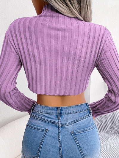 Turtle Neck Asymmetric Knitted Bottoming Sweater Top