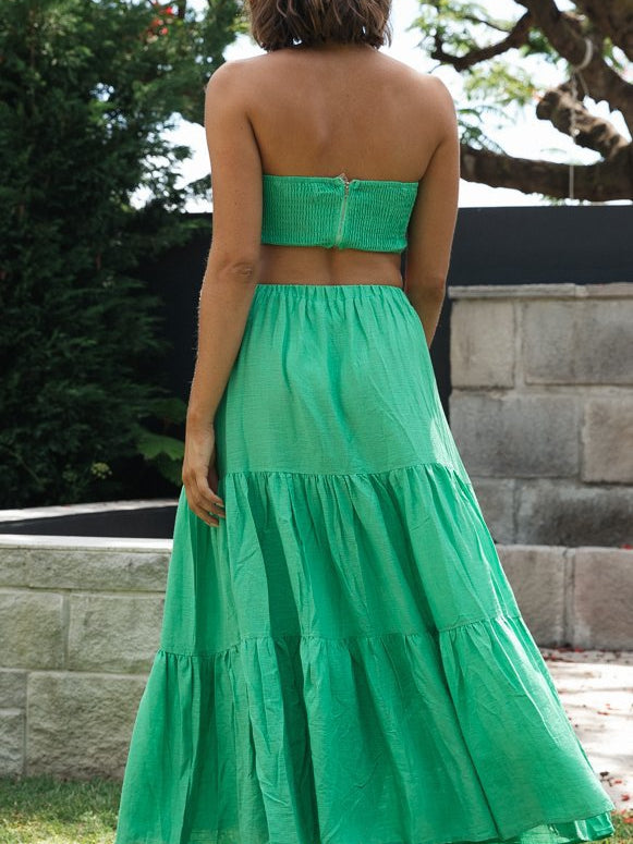 Short Tube Top & Large Swing Long Skirt Coord Set