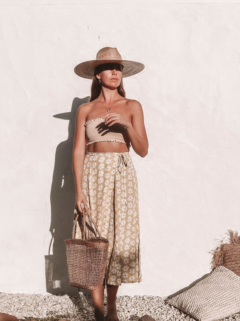 Twist Off Shoulder Ruffle Beach Top & Floral Print Skirt Coord Set