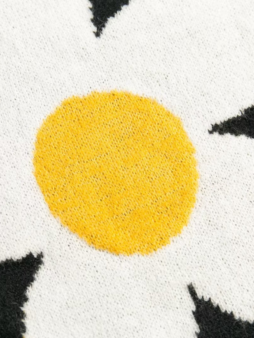 Flower Poached Egg Knitted Turtleneck Sweater Top