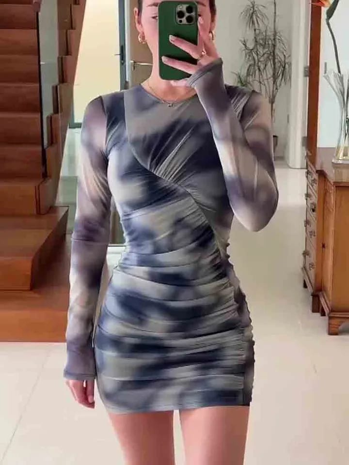 Tie & Dye Tulle Short Bodycon Dress