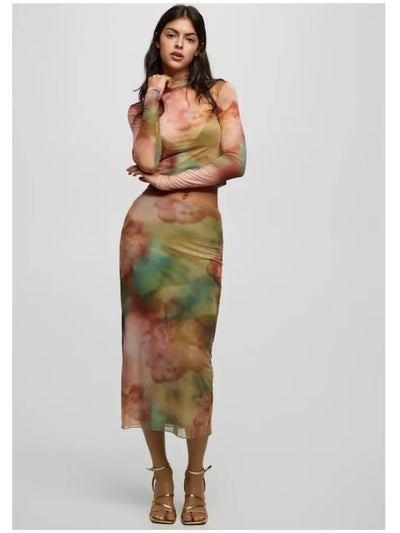 Tie & Dye Mesh Crop & Skirt Coord Set