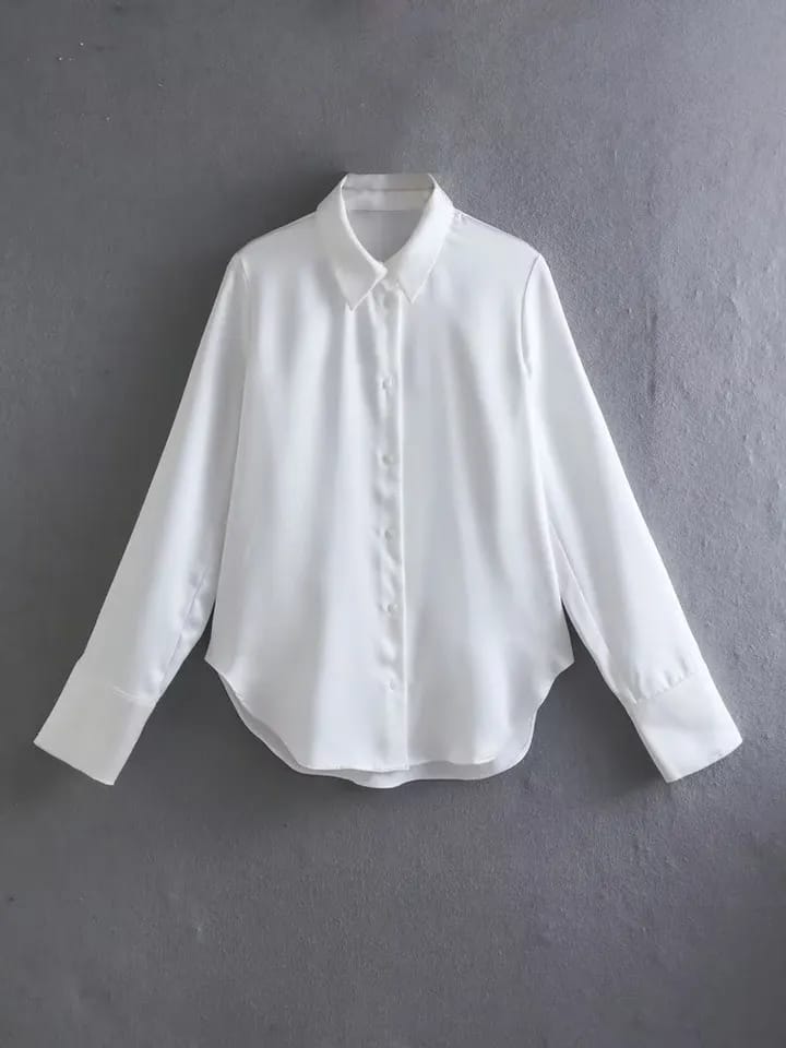Black & White Plain Satin Shirt