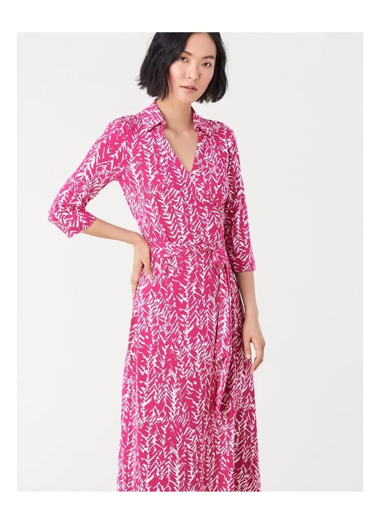 Pink Floral Print Midi Dress