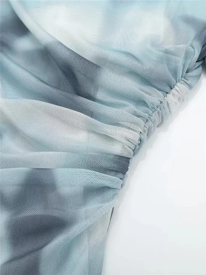 Tie & Dye Print Mesh Full Sleeves Top