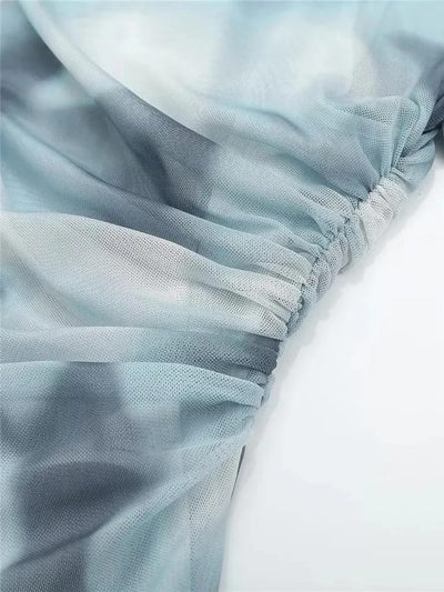 Tie & Dye Print Mesh Full Sleeves Top