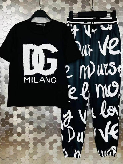 Print D G T-Shirt & Pants Coord Set