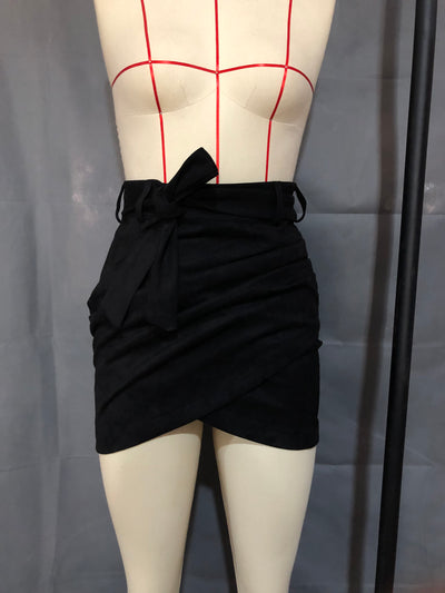 Leather Lace-up Hip Irregular Asymmetric Skirt