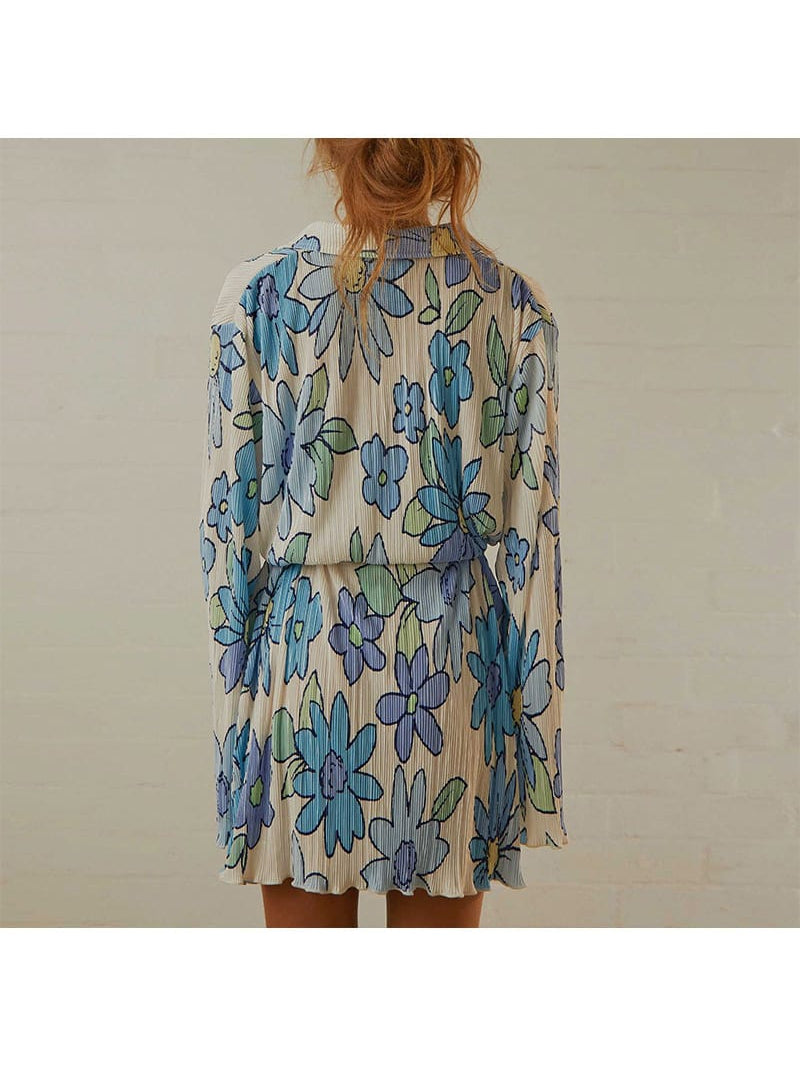 Floral Print Pleated Dress