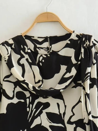 Black Floral Print Top & Skirts Coord Set