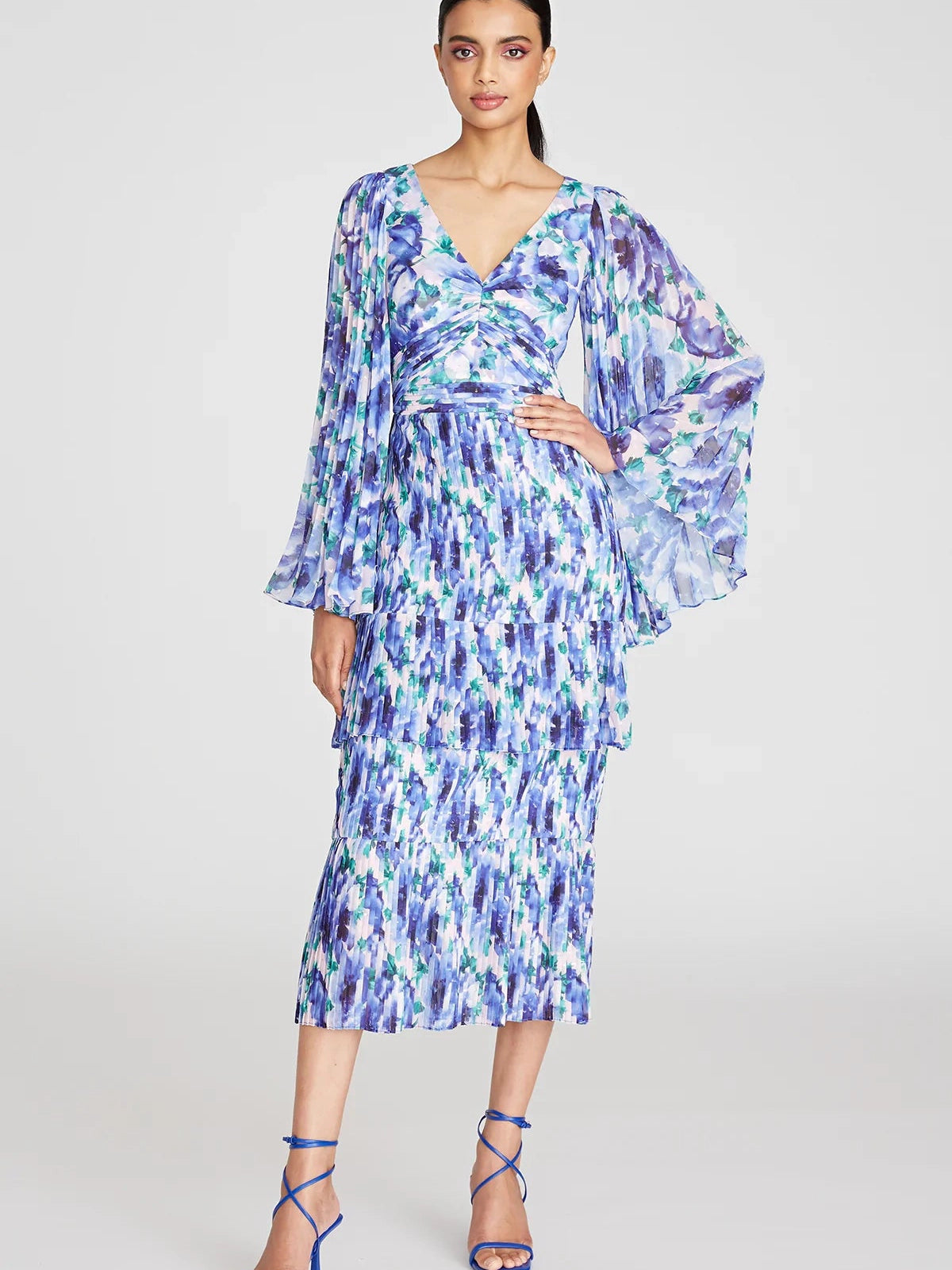 Floral Pleated Midi Dress