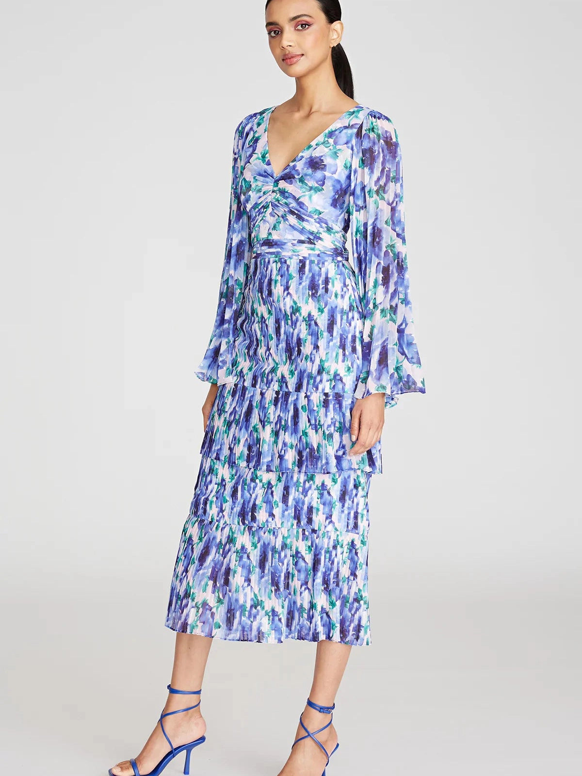 Floral Pleated Midi Dress