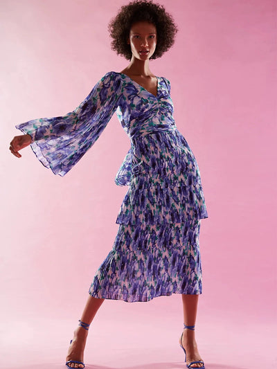 Floral Pleated Midi Dress