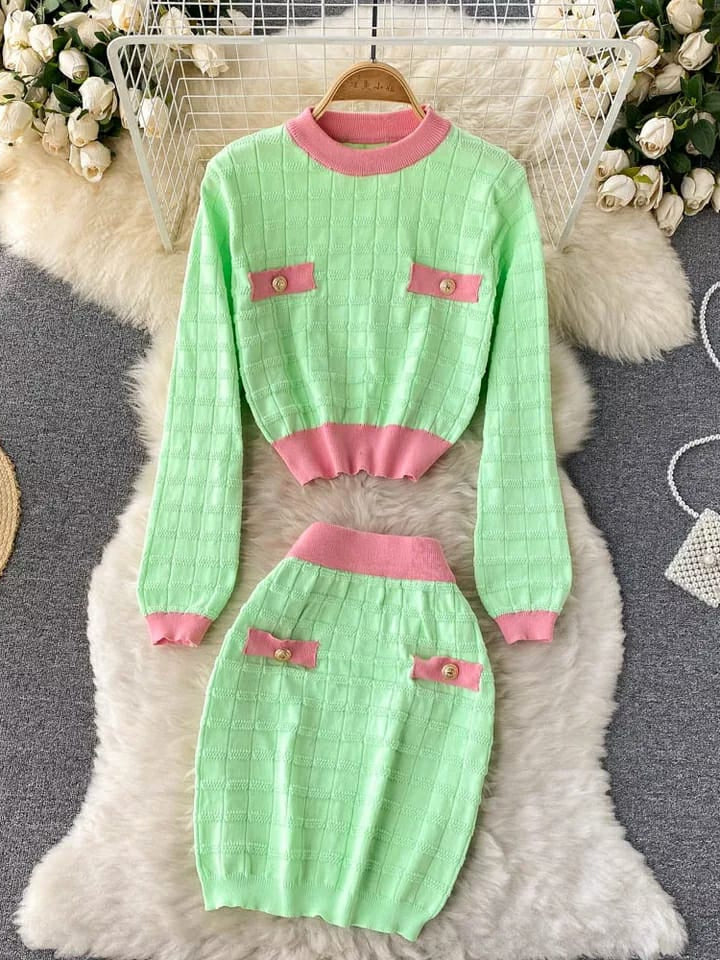 Woolen Top & Short Skirt Co-ord Set - Winter