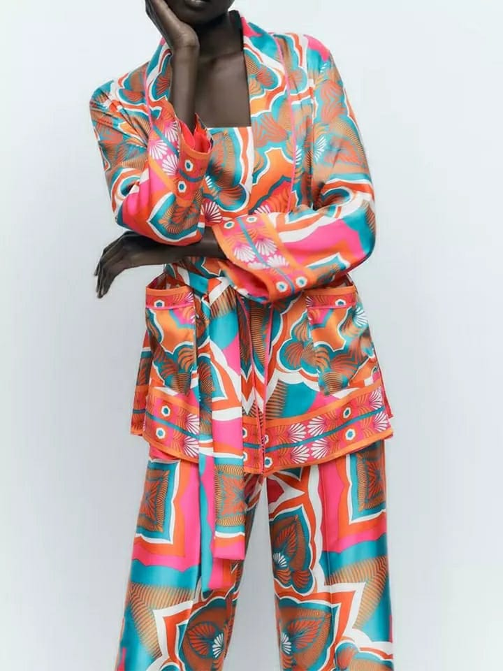 3 Piece Kimono Crop Top & Pants Set